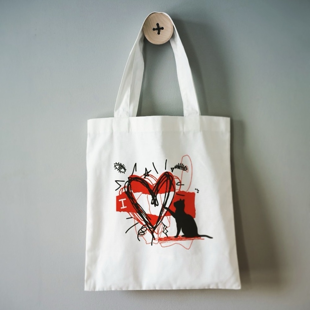 Hand-Painted Cat Tote Bag | Custom Art Gift
